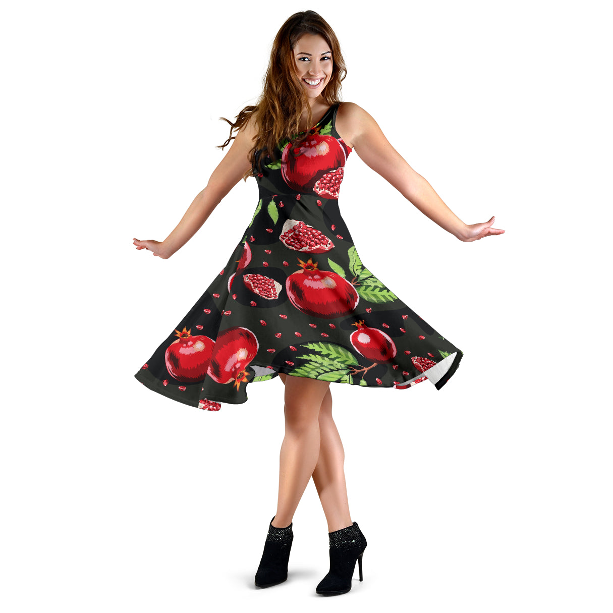 Pomegranate Pattern Print Design PG06 Midi Dress