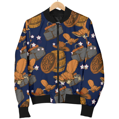 Cowboy Pattern Print Design 03 Women's Bomber Jacket