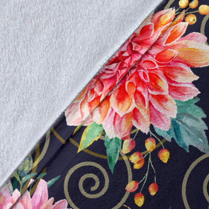 Dahlia Pattern Print Design DH02 Fleece Blanket