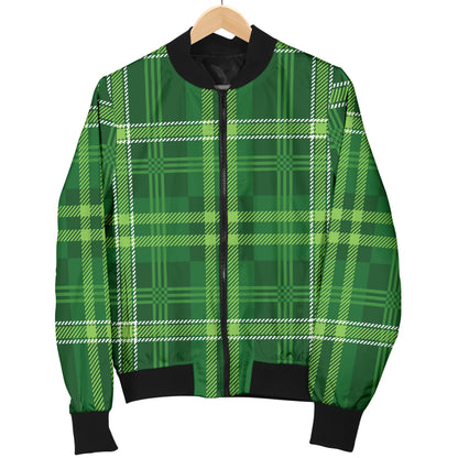 Irish Plaid Pattern Print Design 02 Women's Bomber Jacket