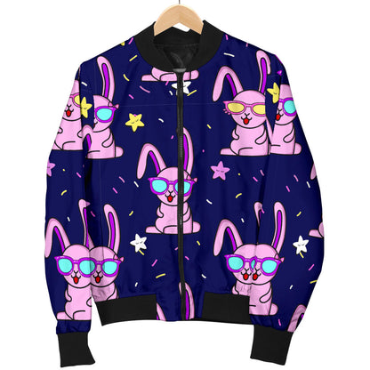 Rabbit Baby Pattern Print Design RB015 Women Bomber Jacket
