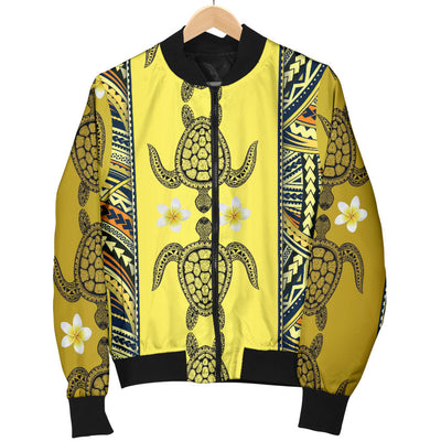 Polynesian Turtle Hawaiian Design Print Men Bomber Jacket