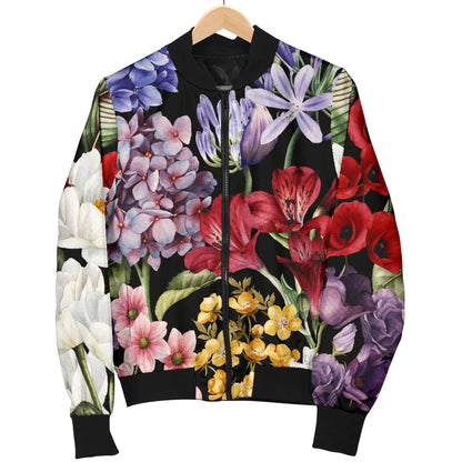 Summer Floral Pattern Print Design SF04 Women Bomber Jacket