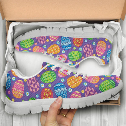 Easter Eggs Pattern Print Design RB010 Sneakers White Bottom Shoes