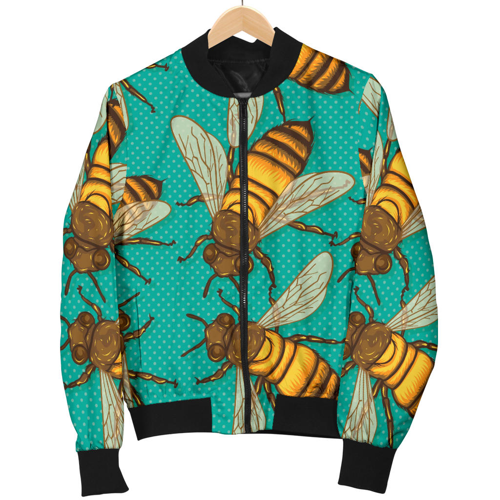 Bee Pattern Print Design BEE04 Men Bomber Jacket
