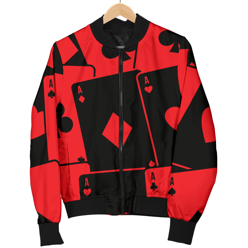 Poker Cards Pattern Print Design A01 Women's Bomber Jacket