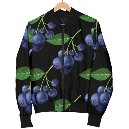 Blueberry Pattern Print Design BB01 Women Bomber Jacket