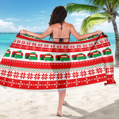 Camper Camping Ugly Christmas Design Print Sarong Pareo Wrap