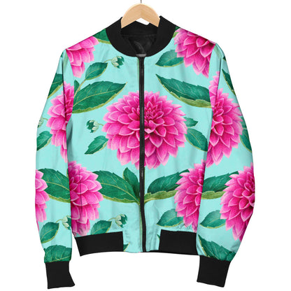 Dahlia Pattern Print Design DH08 Women Bomber Jacket