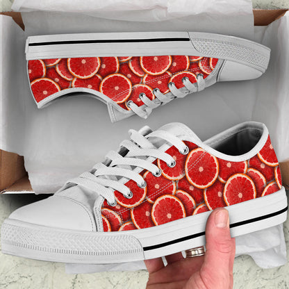 Grapefruit Pattern Print Design GF05 White Bottom Low Top Shoes