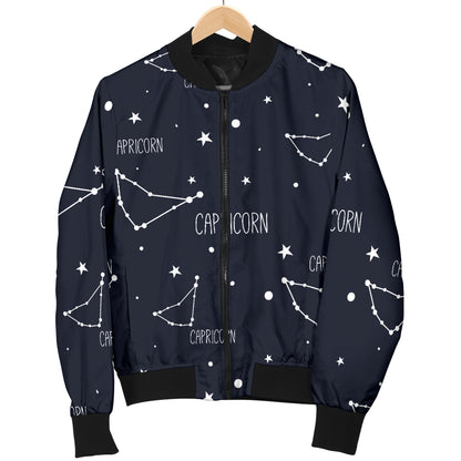 Capricorn Zodiac Pattern Print Design 01 Women's Bomber Jacket