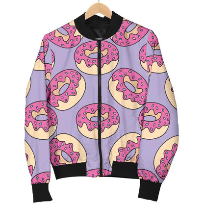 Donut Pattern Print Design DN015 Women Bomber Jacket