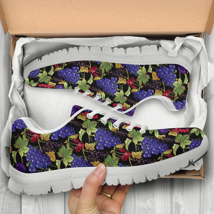 Grape Pattern Print Design GP05 Sneakers White Bottom Shoes