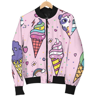 Ice Cream Pattern Print Design IC05 Women Bomber Jacket