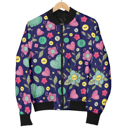 Crochet Pattern Print Design 02 Women's Bomber Jacket