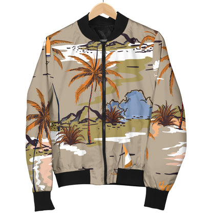 Pacific island Pattern Print Design A05 Women's Bomber Jacket