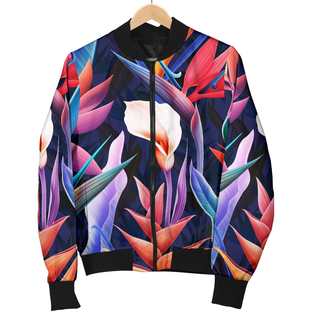Tropical Flower Pattern Print Design TF023 Men Bomber Jacket