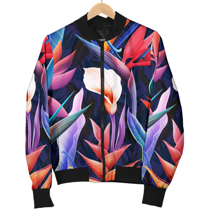 Tropical Flower Pattern Print Design TF023 Men Bomber Jacket