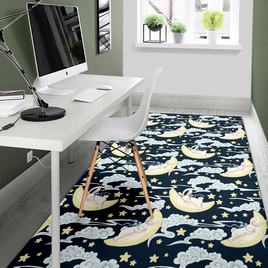Rabbit Sleeping Pattern Print Design RB08 Area Rugs