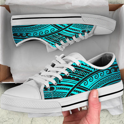 Polynesian Tribal White Bottom Low Top Shoes