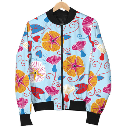 Morning Glory Pattern Print Design MG06 Women Bomber Jacket