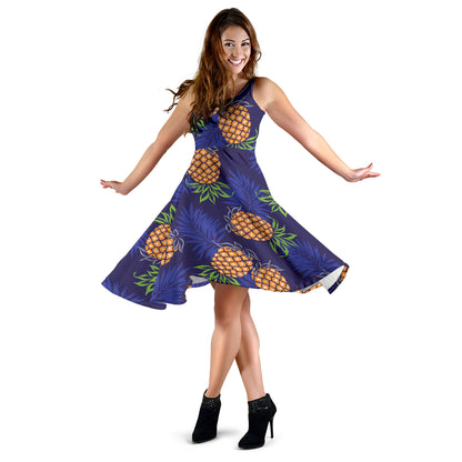 Pineapple Pattern Print Design PP02 Midi Dress