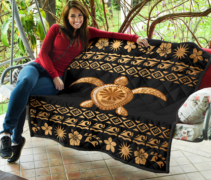 Tribal Sea turtle Polynesian Hawaiian Premium Quilt