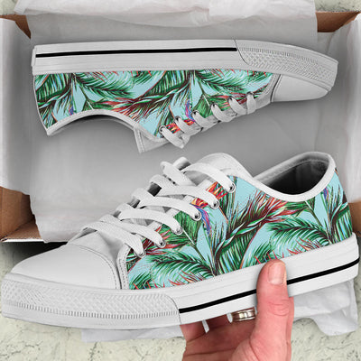 Bird Of Paradise Pattern Print Design BOP01 White Bottom Low Top Shoes