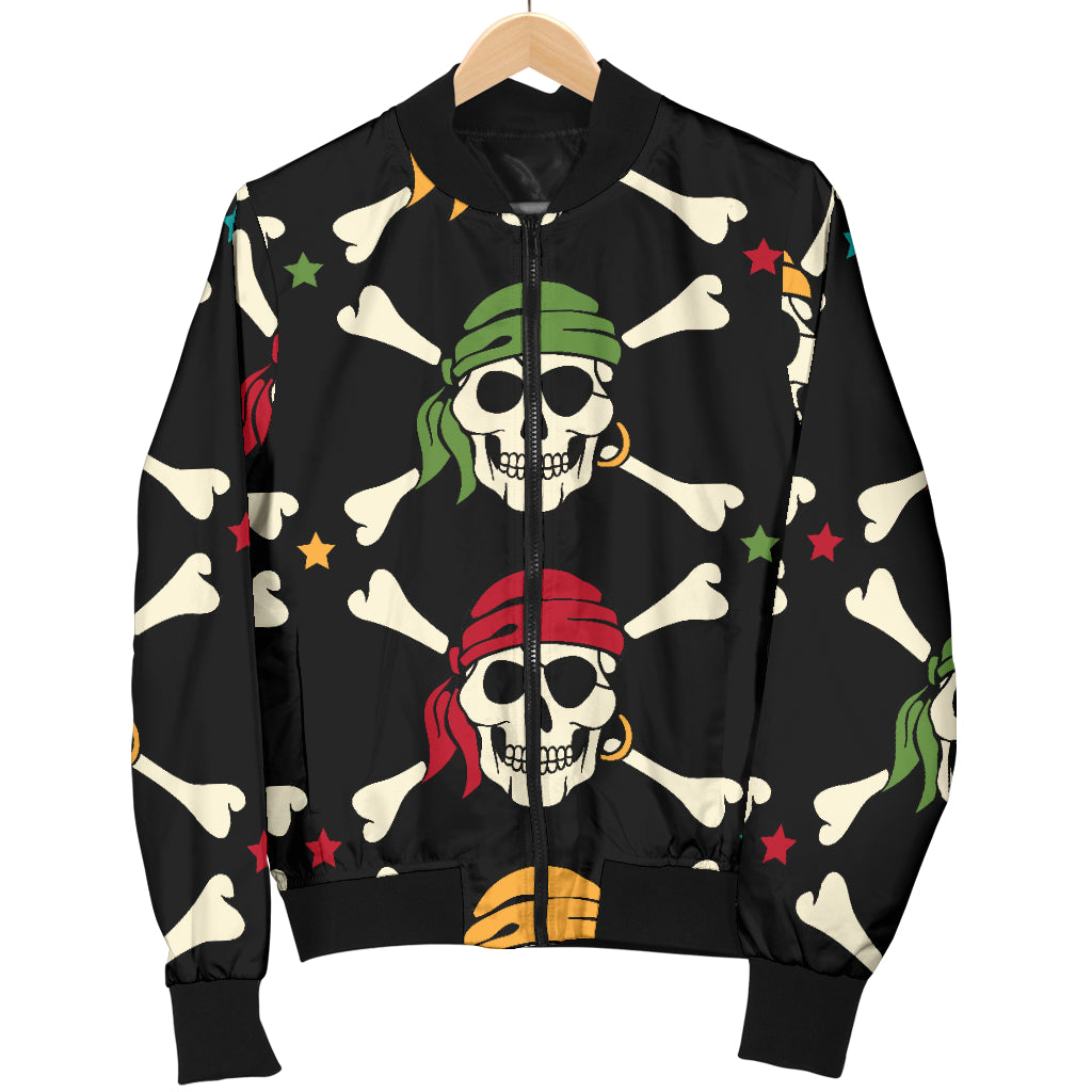 Pirate Pattern Print Design A01 Women's Bomber Jacket