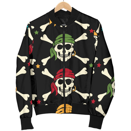 Pirate Pattern Print Design A01 Women's Bomber Jacket