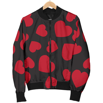 Heart Red Pattern Print Design HE01 Men Bomber Jacket