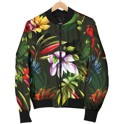 Magnolia Pattern Print Design 02 Women's Bomber Jacket