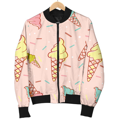 Ice Cream Pattern Print Design 02 Women's Bomber Jacket