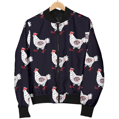 Chicken Pattern Print Design 03 Women's Bomber Jacket