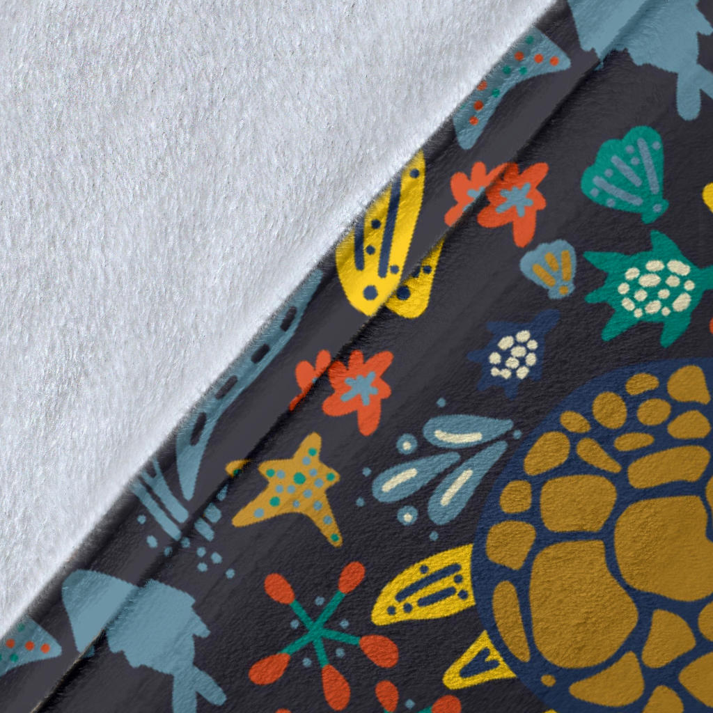 Sea Turtle Pattern Print Design T03 Fleece Blanket