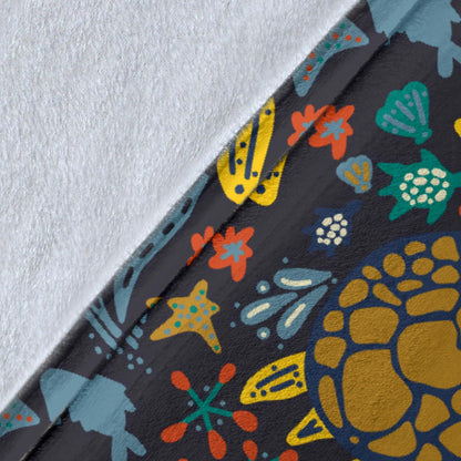 Sea Turtle Pattern Print Design T03 Fleece Blanket