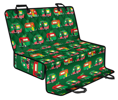 Camper Camping Christmas Themed Print Rear Dog  Seat Cover