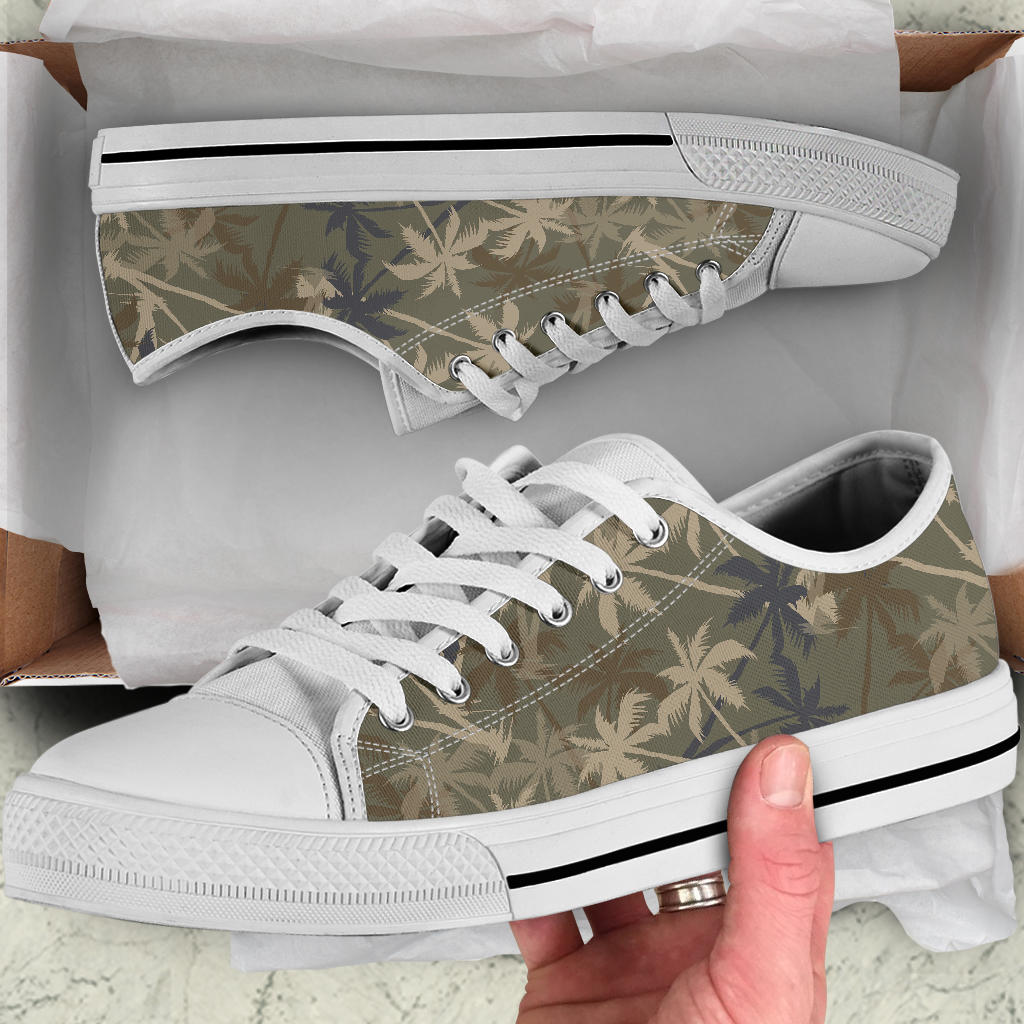 Palm Tree camouflage White Bottom Low Top Shoes