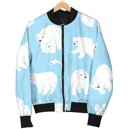 Polar Bear Pattern Print Design PB01 Men Bomber Jacket