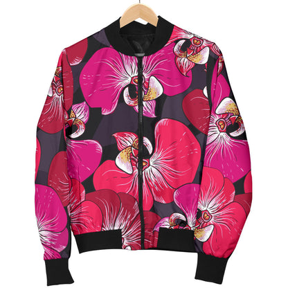 Orchid Red Pattern Print Design OR05 Men Bomber Jacket