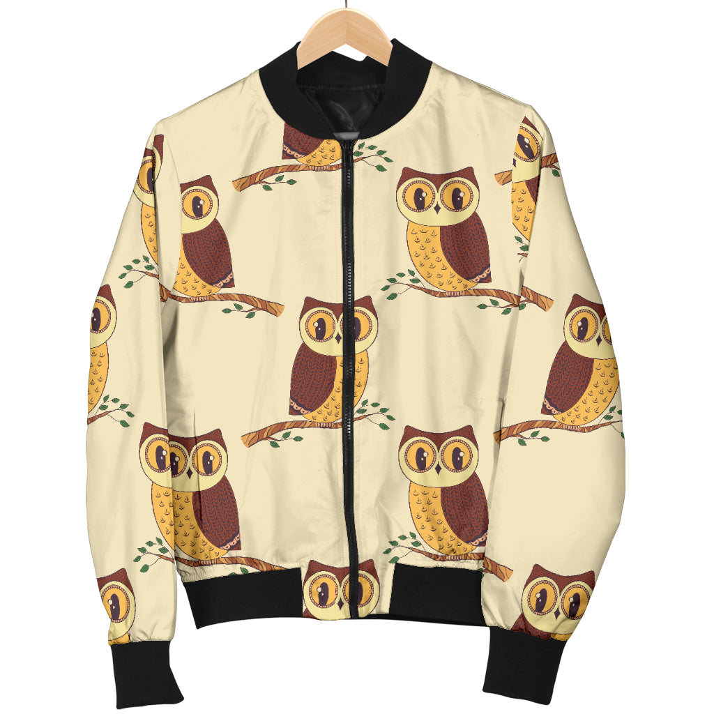Owl Pattern Print Design A07 Women's Bomber Jacket