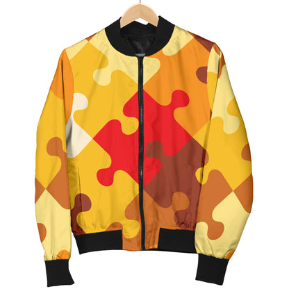 Puzzle Pattern Print Design A01 Women's Bomber Jacket