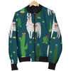 Llama Cactus Pattern Print Design 013 Women's Bomber Jacket