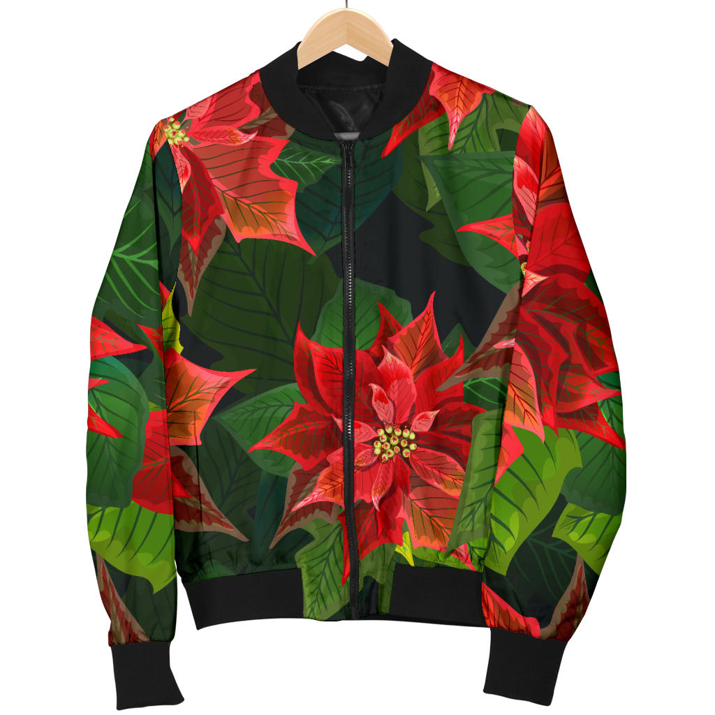 Poinsettia Pattern Print Design POT04 Men Bomber Jacket