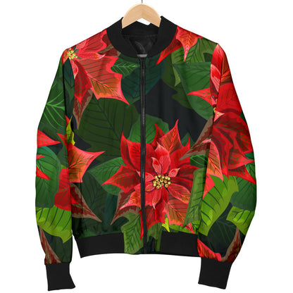 Poinsettia Pattern Print Design POT04 Men Bomber Jacket