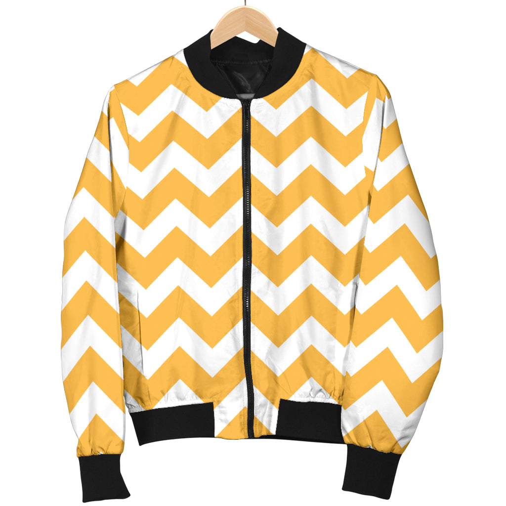 Chevron Orange Pattern Print Design 01 Women's Bomber Jacket