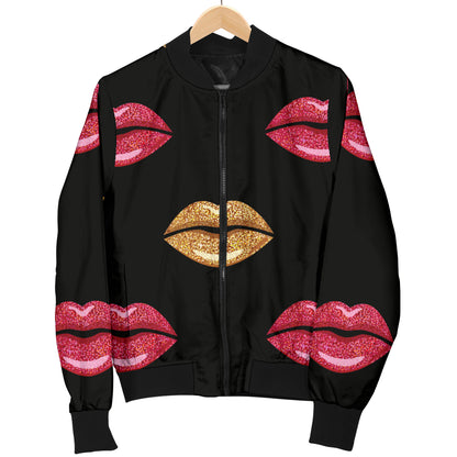 Lip Pattern Print Design 03 Women's Bomber Jacket