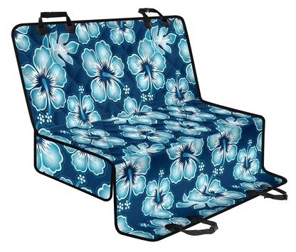 Blue Hibiscus Pattern Print Design HB011 Rear Dog  Seat Cover