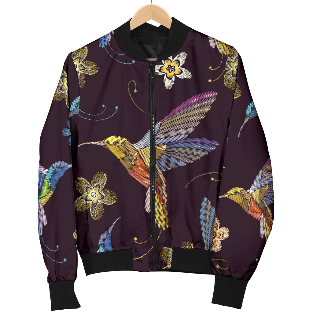 Hummingbird Pattern Print Design 04 Women's Bomber Jacket