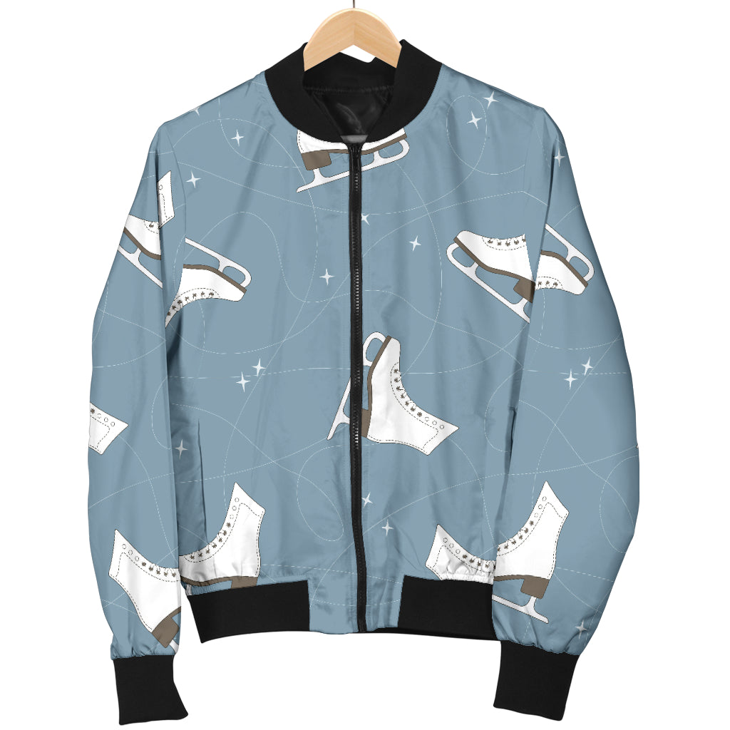 Ice Skate Pattern Print Design 02 Women's Bomber Jacket
